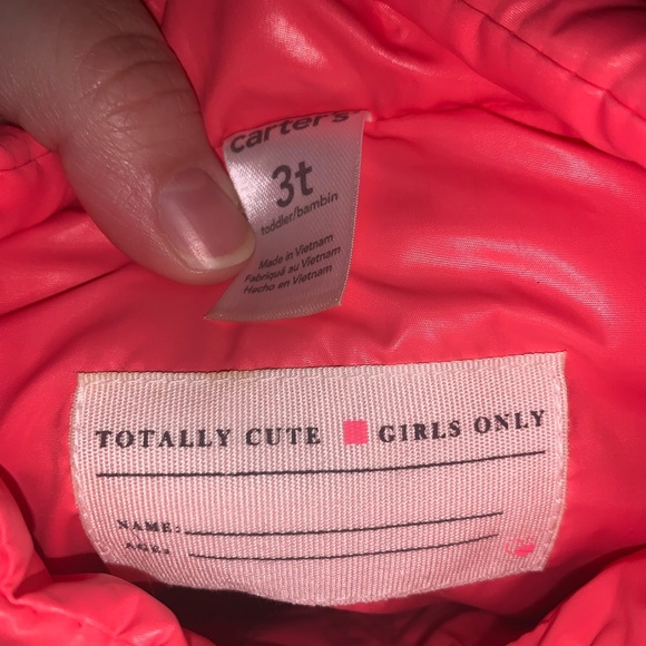New Carter’s Kids Girls Winter Jacket Vest Puffer Coat 3T Coral Pink Toddler - Picture 3 of 4